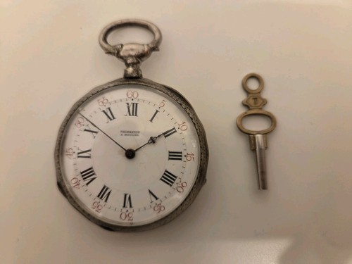 Antique french silver pocket - antique,